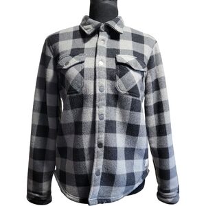 Original Weatherproof Vintage Boy's Gray Buffalo Plaid Sherpa Jacket Size L